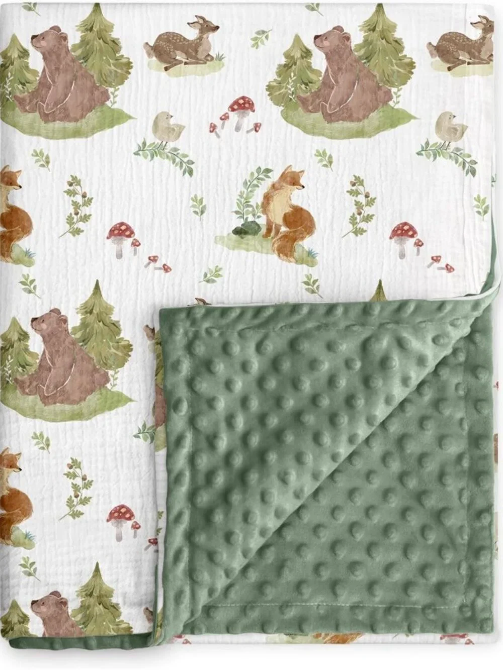 Soft Muslin Baby Blanket for Nursery, Double-Layer Minky Toddler Blanket, 30